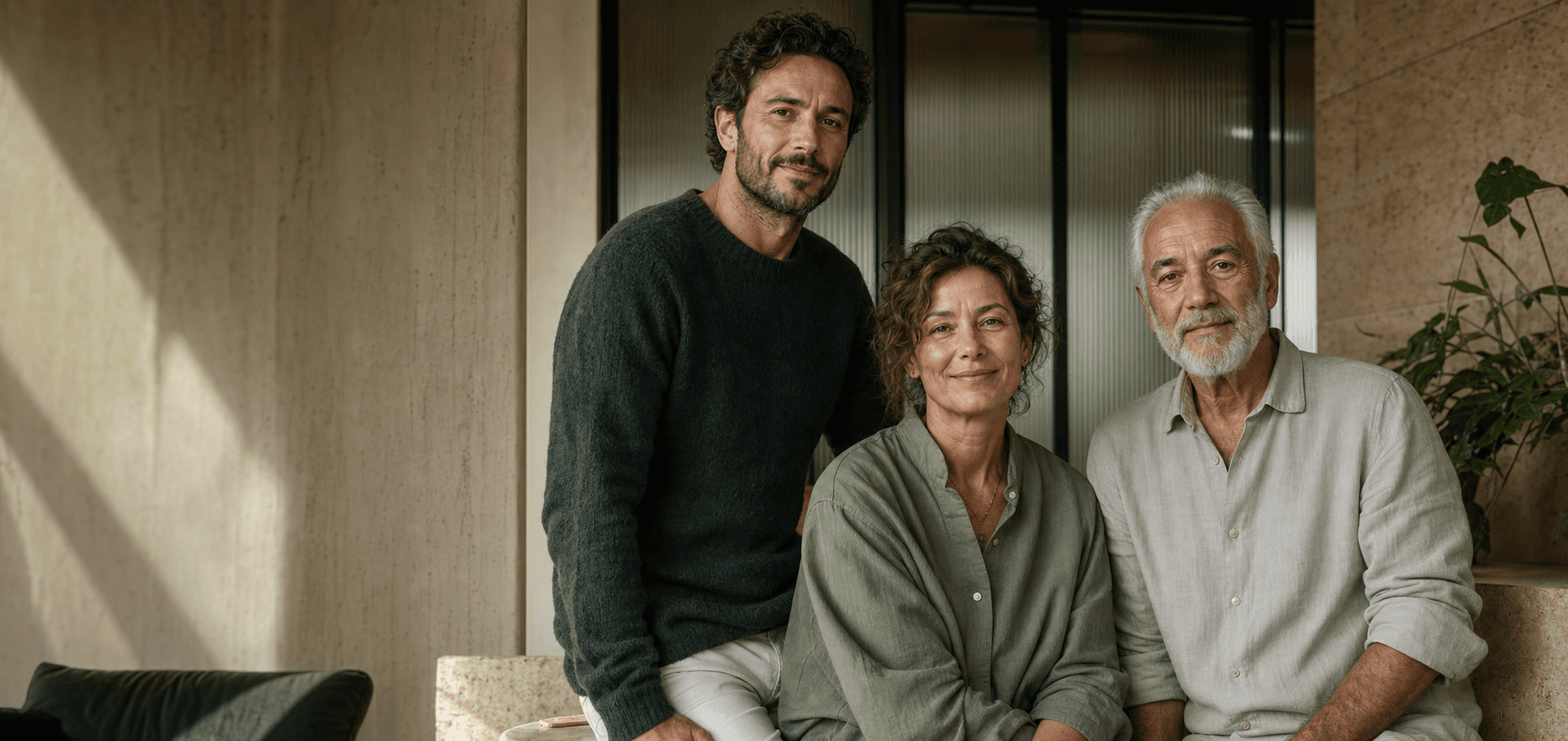 Donna e uomini adulti e maturi di età diverse in un ambiente italiano luminoso